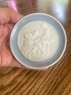 Lladro White Ceramic Plate with Blue Logo Ballerina and Musician